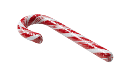 Classic red and white candy cane with vibrant stripes high resolution PNG festive Christmas sweet treat clipart for holiday design branding and social media
