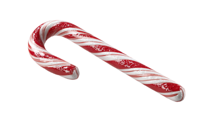 Classic red and white candy cane with vibrant stripes high resolution PNG festive Christmas sweet treat clipart for holiday design branding and social media
