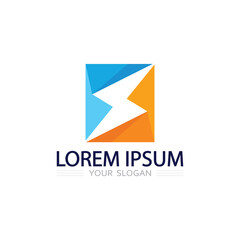 Power flash lightning bolt symbol vector logo design for strong electric identity