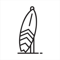 Surfboard icon leaning on a block