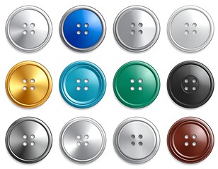 Collection of various colored, detailed, and shiny sewing buttons