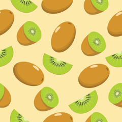 Vibrant Seamless Pattern Of Whole And Sliced Kiwi Fruit Creates A Refreshing Healthy Vibe
