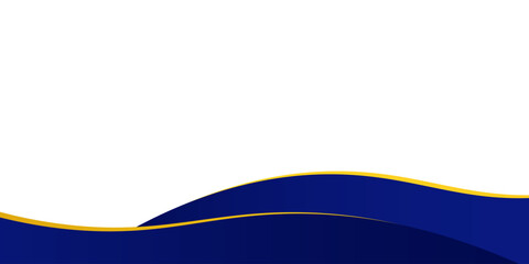 Elegant blue and gold wave background with a modern, minimalist design, perfect for banners, presentations, or business templates. EPS