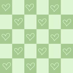 Checkered pattern with heart graphic