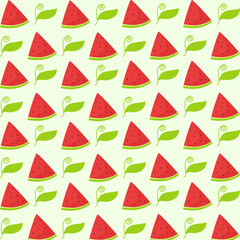 Watermelon slice and leaf pattern in light green