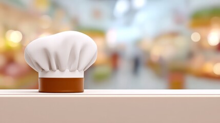 Professional white chef hat resting on clean kitchen countertop culinary uniform essential.