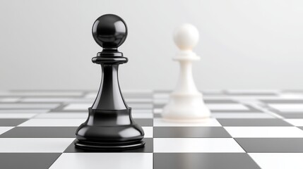 Monochrome chess piece on classic chessboard symbolizing strategic gameplay and intellectual challenge for mind games.