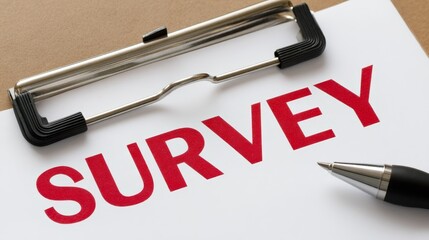 Essential survey research document and writing instrument for data collection and analysis on paper.