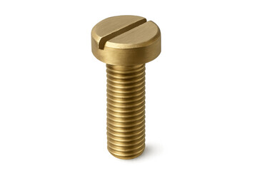 Brass slotted head machine screw isolated on transparent background