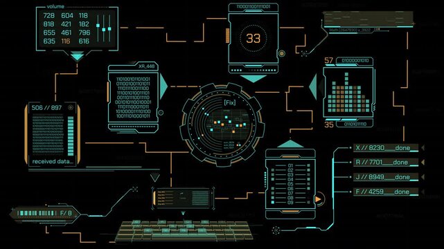 Animated screen with a system for processing the received data