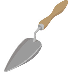 Garden Trowel With Wooden Handle For Digging In Soil And Planting Flowers In A Garden On A White Background