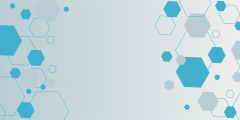 Abstract blue hexagon banner background.