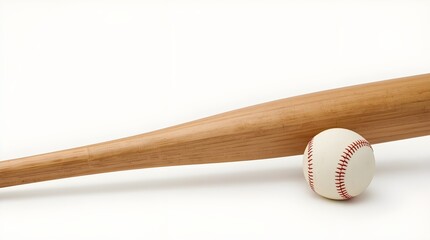 A wooden baseball bat and a red stitching baseball. Overall, the composition conveys themes of sportsmanship, energy, and classic American baseball culture.