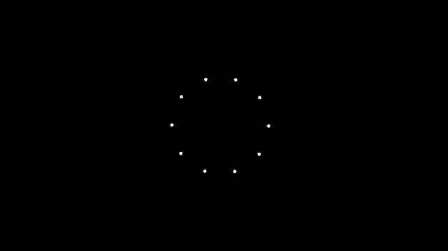Fireworks animation in circular burst pattern with shiny lines, glowing ellipse, and abstract motion explosion. 4K visual effect on black background for video projects.