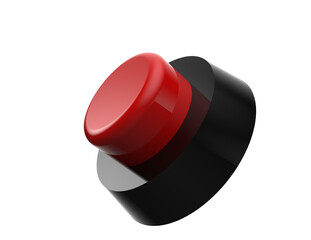 High-Resolution Industrial 3D Render: Big Red Emergency Stop Button Switch Isolated on Transparent PNG HD Background, Essential Warning Alert Graphic Asset for Immediate Response UI UX Web Design