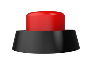 High-Resolution Industrial 3D Render: Big Red Emergency Stop Button Switch Isolated on Transparent PNG HD Background, Essential Warning Alert Graphic Asset for Immediate Response UI UX Web Design