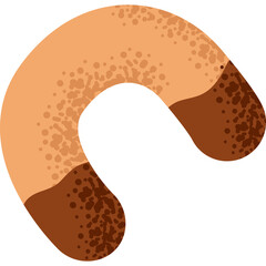 Gingerbread Cookie Shaped Like A Horseshoe With Brown and Tan Icing On A White Background For Festive Occasions