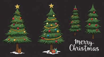 Fototapeta premium Christmas tree hand drawn illustration. Vector. 