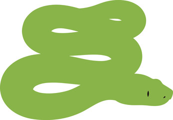 Simple Style Flat Green Snake Silhouette Icon Wild Animal Illustration