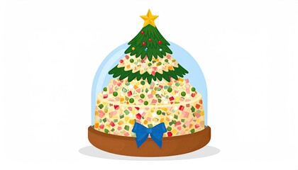 Festive Christmas Tree Snow Globe with Star Topper.