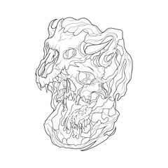 illustration skull and satan