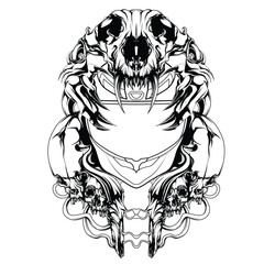 illustration skull and satan