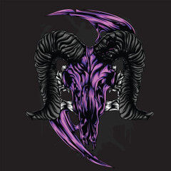 illustration skull and satan