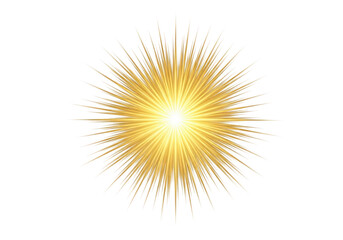 Fototapeta premium Bright golden sunburst explosion radiating light and energy isolated on transparent background