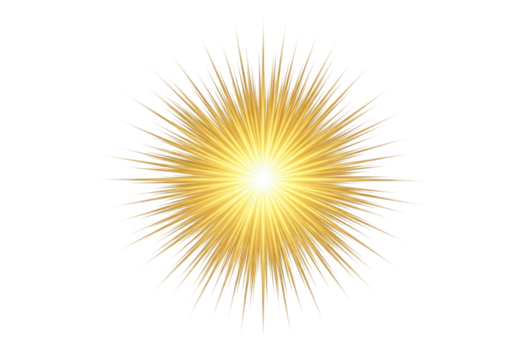Bright golden sunburst explosion radiating light and energy isolated on transparent background - Powered by Adobe