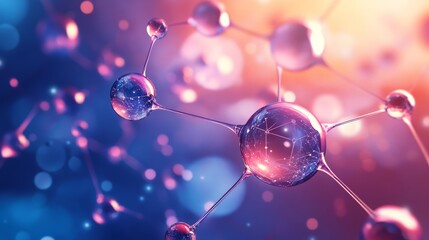 close-up of radiant collagen droplets in 3D style surrounded by molecular diagrams subtle glowing highlights scientific and clean cosmetic design