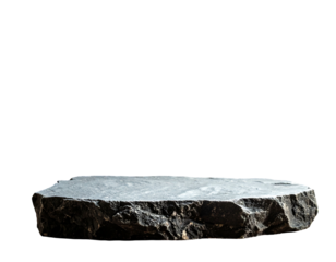Stone slab platform with rough texture, angled lighting, dark background
