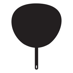 シンプルな黒い丸めのうちわのシルエット