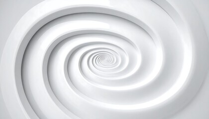 A pristine, spiraling, white, abstract design with a glossy finish