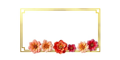 Obraz premium Elegant gold line frame border on white background, gold, elegant design