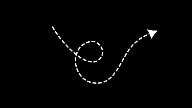 Clean motion dotted arrow pointing forward on transparent background, suitable for animation overlays and presentation motion design.