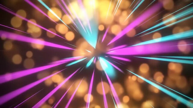 Abstract Light Streaks and Bokeh Effect Background Animation.