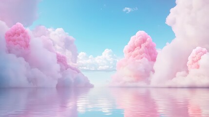 Soft pastel-colored clouds floating over a calm sea, creating an elegant backdrop for marketing materials