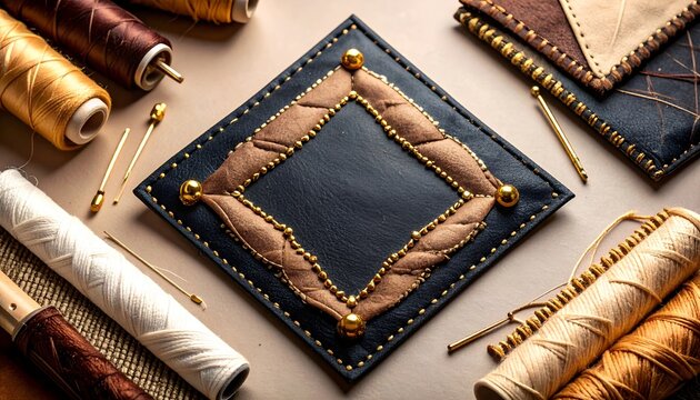 Luxury handcraft leatherwork creation, showing sewing accessories and stylish details - Powered by Adobe