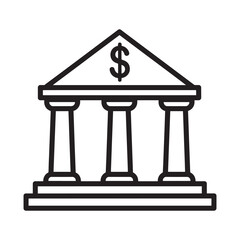Classic bank building with dollar sign icon simple outline