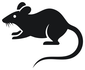Fototapeta premium Simple black silhouette of a mouse with long tail