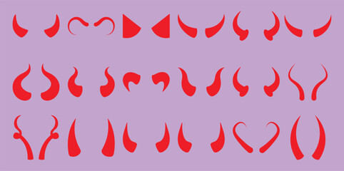 Collection of Red Devil Horns in Various Shapes and Styles