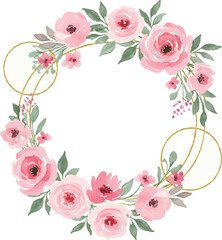 Obraz premium pink roses floral frame border