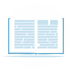 Cartoon illustration of an open book with text, vector.