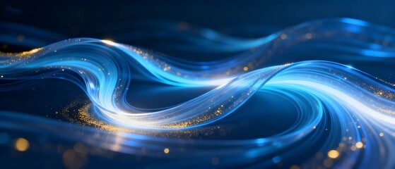Blue Gold Fluid Light Effect Tech Background, Dreamy Particle Futuristic Design Material