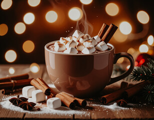 hot chocolate with cinnamon sticks