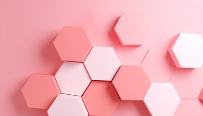 Pastel Pink Hexagon Geometric Arrangement for Creative Backgrounds or Visual Compositions