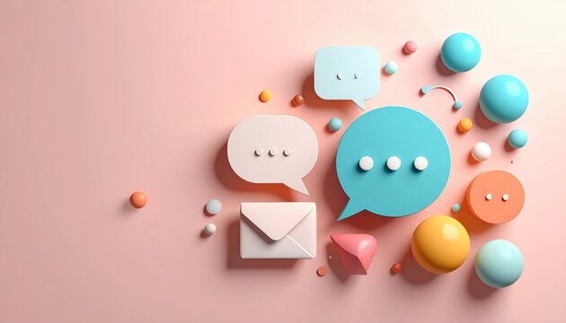Pastel Communication: Stylized 3D Chat Bubbles and Elements for Connection