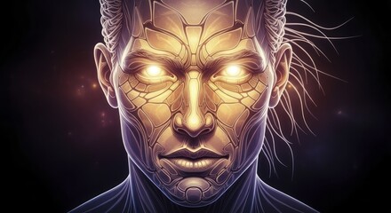 Futuristic Android with Glowing Eyes and Intricate Energy Patterns, embodying Advanced AI