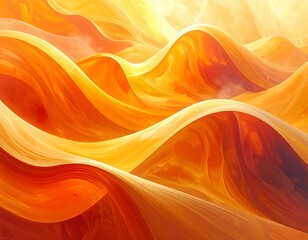 Abstract representation of flowing waves in warm golden and orange hues