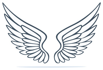 Obraz premium Vector illustration of classic stylized open angel wings representing freedom and spirituality